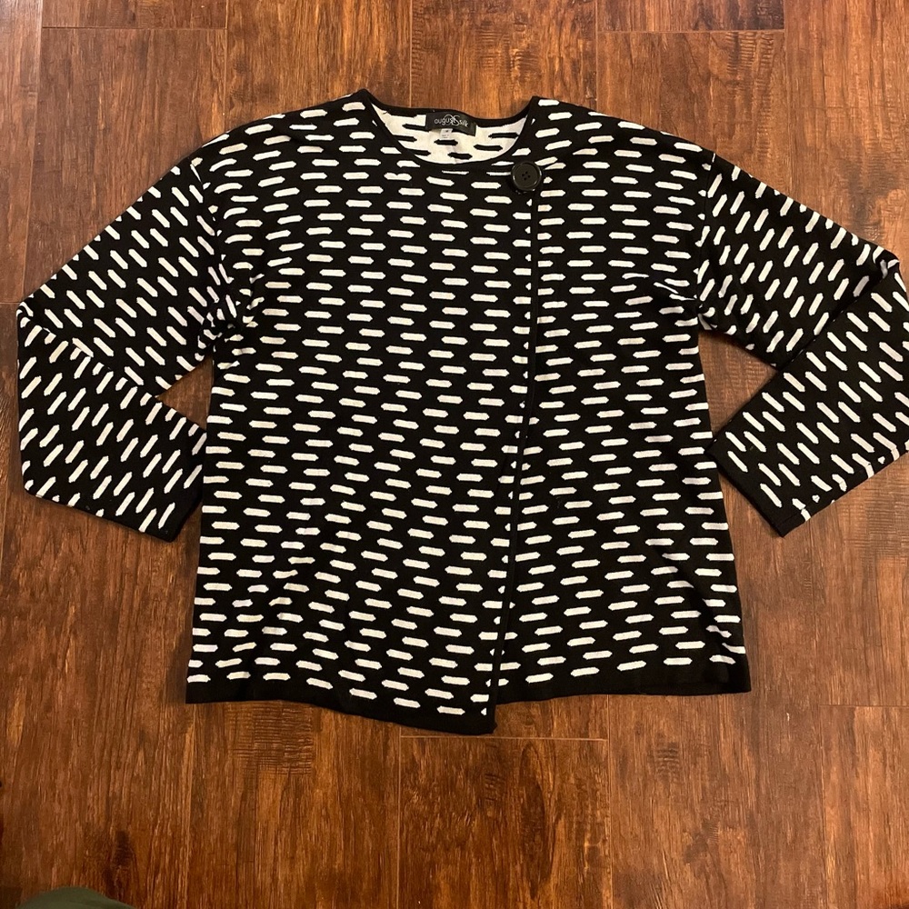Black White Cardigan Wrap Sweater August Silk Medium